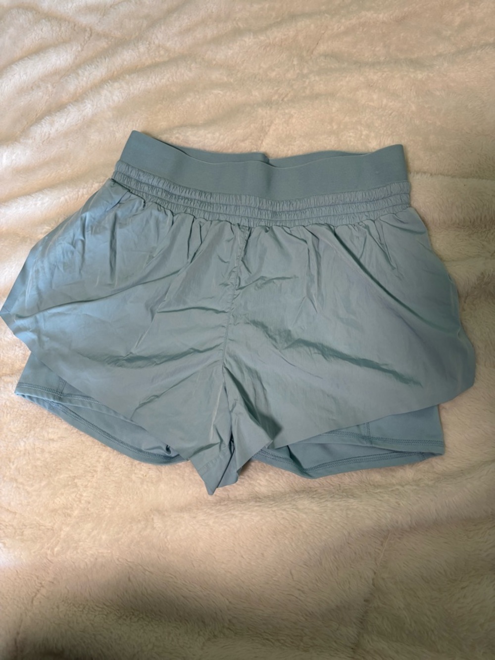 Yogalicious Light Blue Athletic Active Workout Yoga Gym Running Shorts